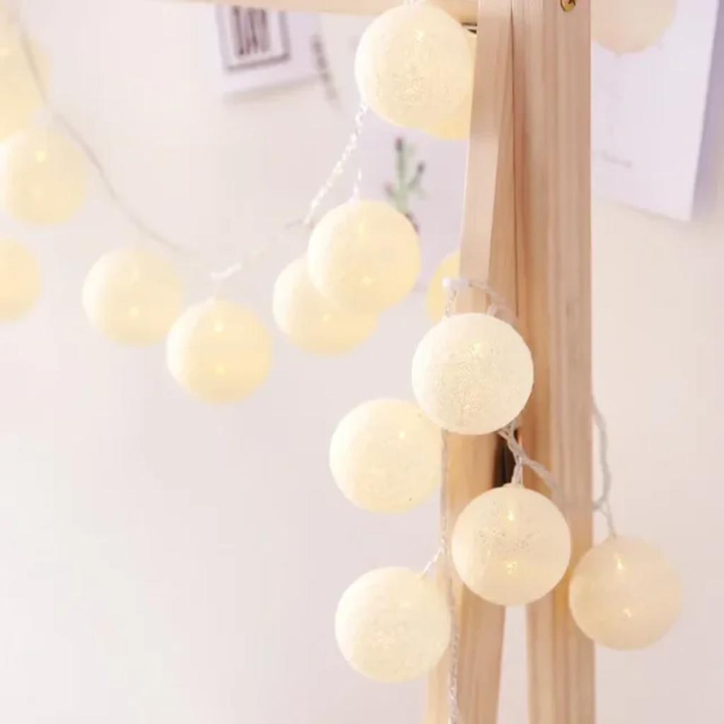 New 20 LEDs Cotton Balls Garland String Lights Christmas USB/Battery Powered Fairy Lighting Holiday Wedding Xmas Party  Decor