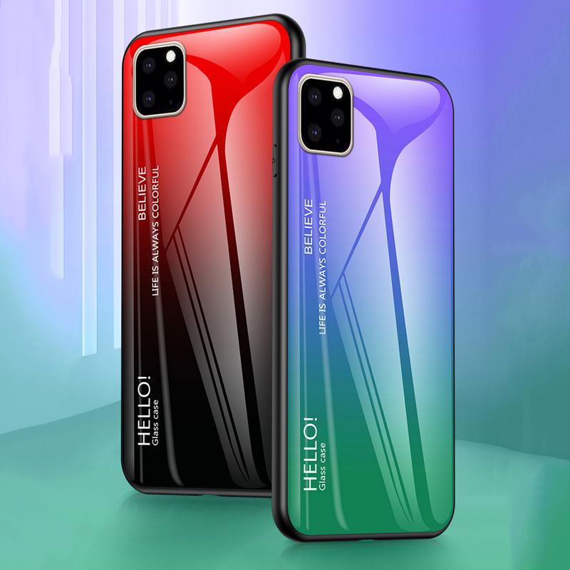 

Мода Градиент Закаленное стекло Жесткий тонкий чехол для iPhone SE 2020 11 Pro Max X XS XR XSMax 8 7 6S 6 Plus Motorola Nokia Meizu LG OnePlus Google