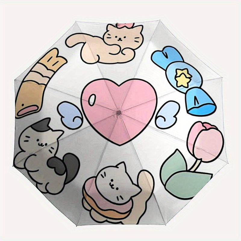 

1pc Cute Cat Automatic Open/close Folding Umbrella, Compact Portable Travel Umbrella, Perfect Birthday/Christmas, Cute Umbrella, Durable Con