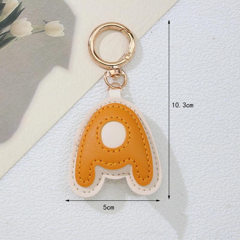 PU-Leder Bonbonfarbe A bis Z Initialen Schlüsselanhänger für Damen Einfach Mode Rucksack Telefonanhänger Autoschlüsselanhänger Schmuck Geschenke