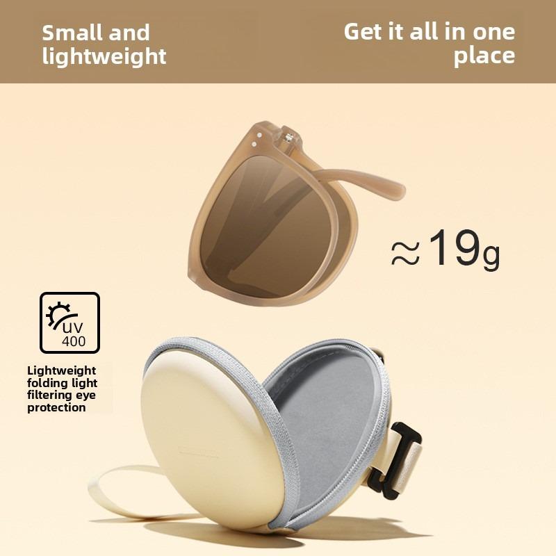 Folding Sunglasses Women's Anti-ultraviolet Polarized Sunglasses High-end Face-showing Small Large-frame Glasses