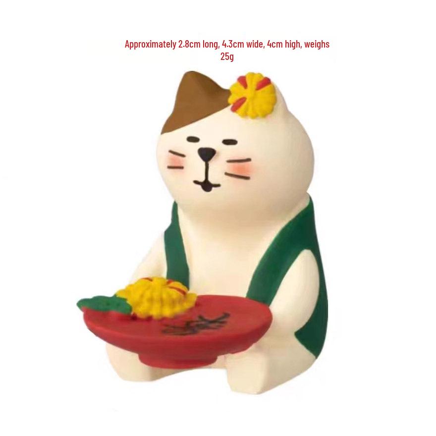 Mondfest Japanische Katze & Hase Figur Mondkuchen-Box Harz Dekor Geschenkset