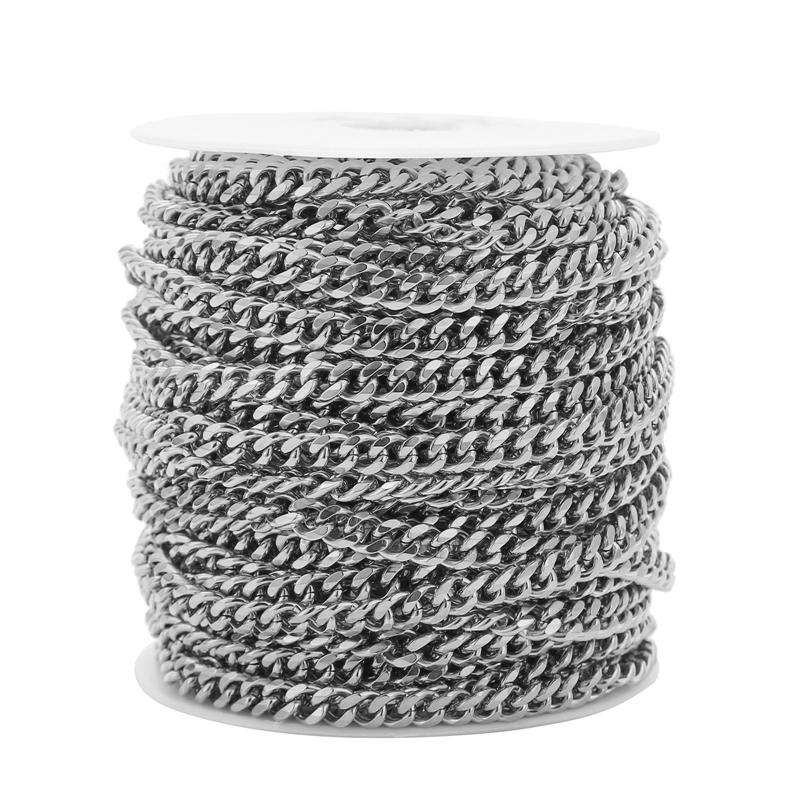 

1 Meter Stainless Steel Tone Flat Cuban Figaro Chain Necklaces Findings Bracelets Supplies Jewelry Making Accessories