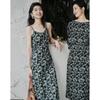 Demana Spring Floral Print Smooth Slip Dress