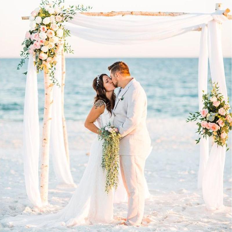 Forest Style Wedding Arch Decoration: Outdoor Lawn Chiffon Gauze Curtains