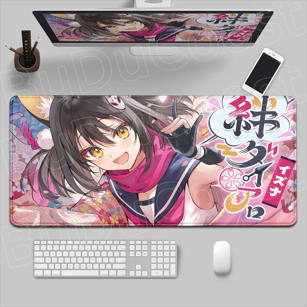 E-sport Gamer Tabletop Rug Office Accessories XXL Notebook Keyboard Mouse Mat Blue Archive Kuda Izuna Anime Girl Mauspad 90x40cm