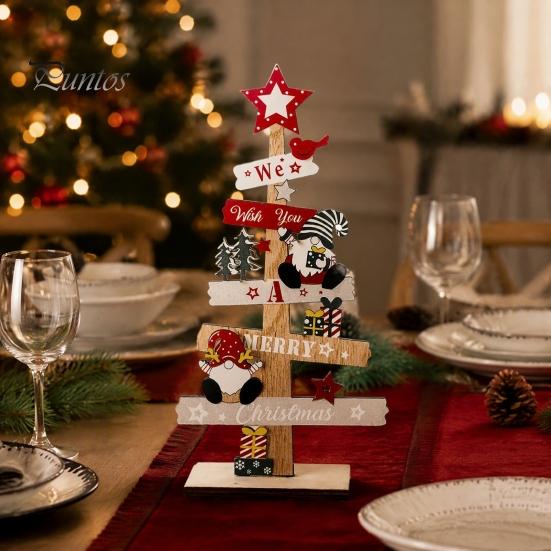 Charming Xmas Tabletop Ornaments Christmas Tree Ornament, Wooden Letter Sign Decorative Small Festive Accents for Office Compact Stable Party Supplies