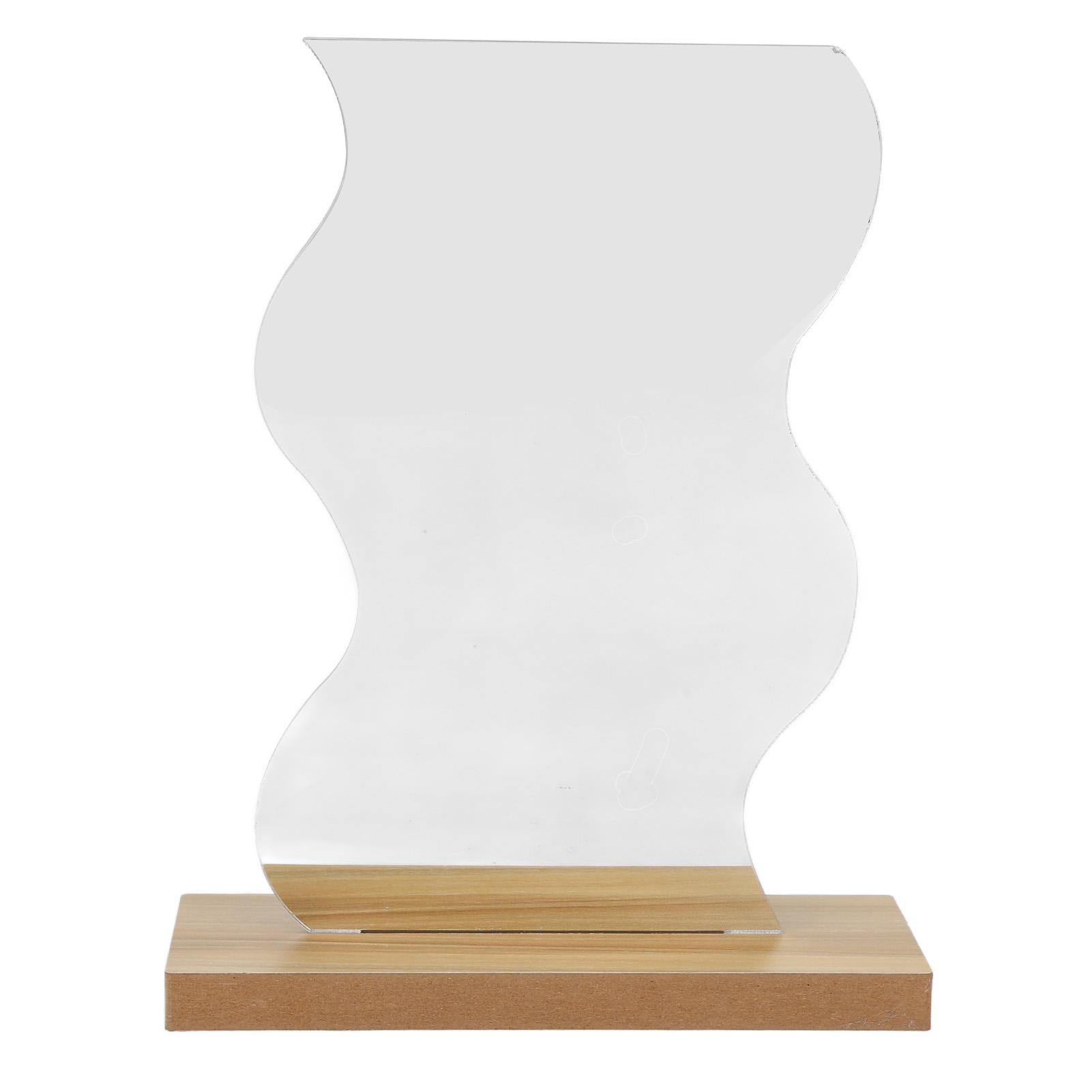 Acrylic Desktop Makeup Mirror Irregular Aesthetic Portable Lightweight Acrylic Makeup Mirror with Wooden Base