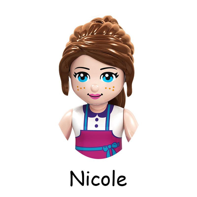 Non-Toxic Fairy Tale Princess Children Belle Beast Cinderalla Anna Olivia Model Figure Blocks Construction Building Bricks Toys For Children