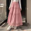 ZANZEA Women Elegant Lace Splice Loose Casual Long Skirt