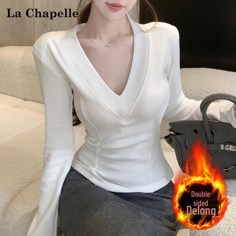 La Chapelle Women s V-Neck Long Sleeve Thermal Top XL