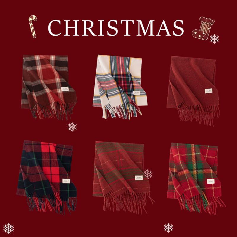 Christmas Red Checkered Scarf, Winter Versatile Scarf Women's High-end Scarf Korean Style Cold Resistant and Warm Shawl