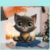 Surface Flat Acrylic Playful Big Eyed Cat Christmas Tree Pendant Hanging