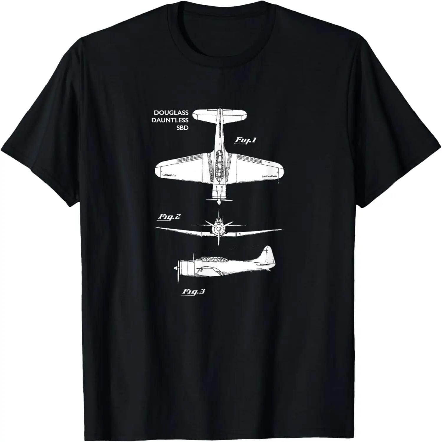 Douglas SBD Dauntless Самолет Ручная Рисовка Графический Дизайн Футболка S