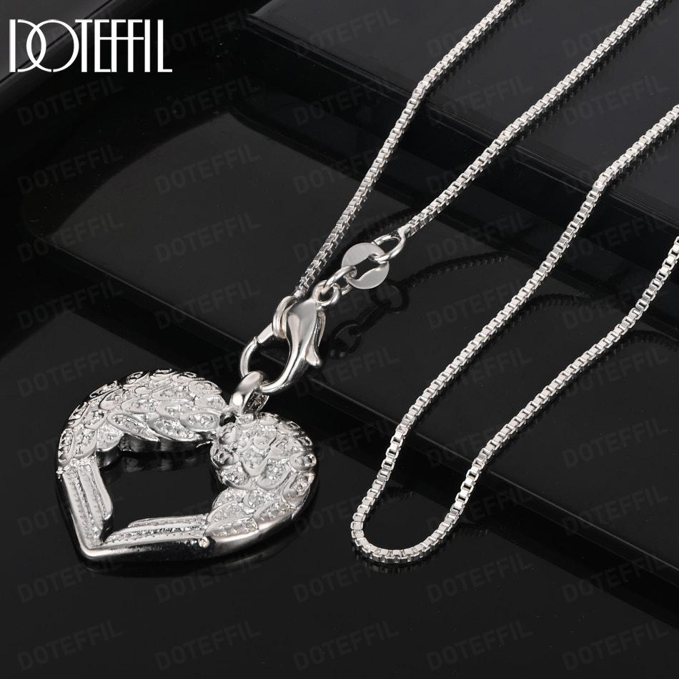 925 Sterling Silver Heart Necklace Wedding Jewelry