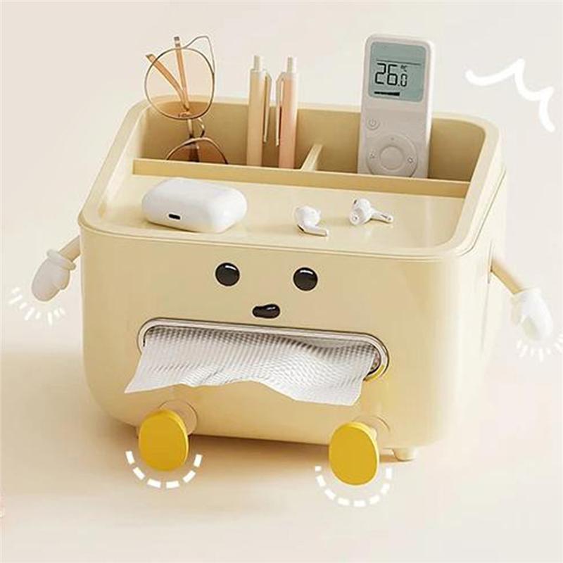 B97A-Back To School Paper Towel Box Multi-Function Desktop Organizer For Students Dorm Life Household Living Room Bedroom Bedsid
