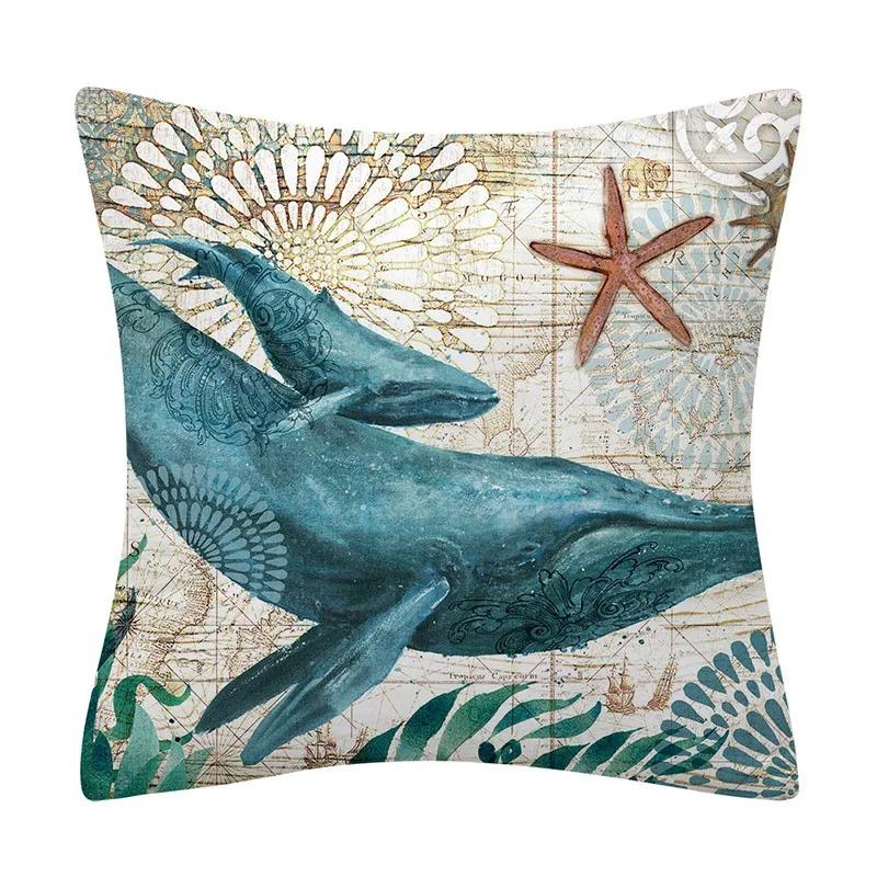 Dekoracyjna poszewka na poduszkę ze zwierzętami morskimi Poduszka na sofę Skorupa żółwia morskiego Poduszka Dekoracyjna poszewka na poduszkę do domu