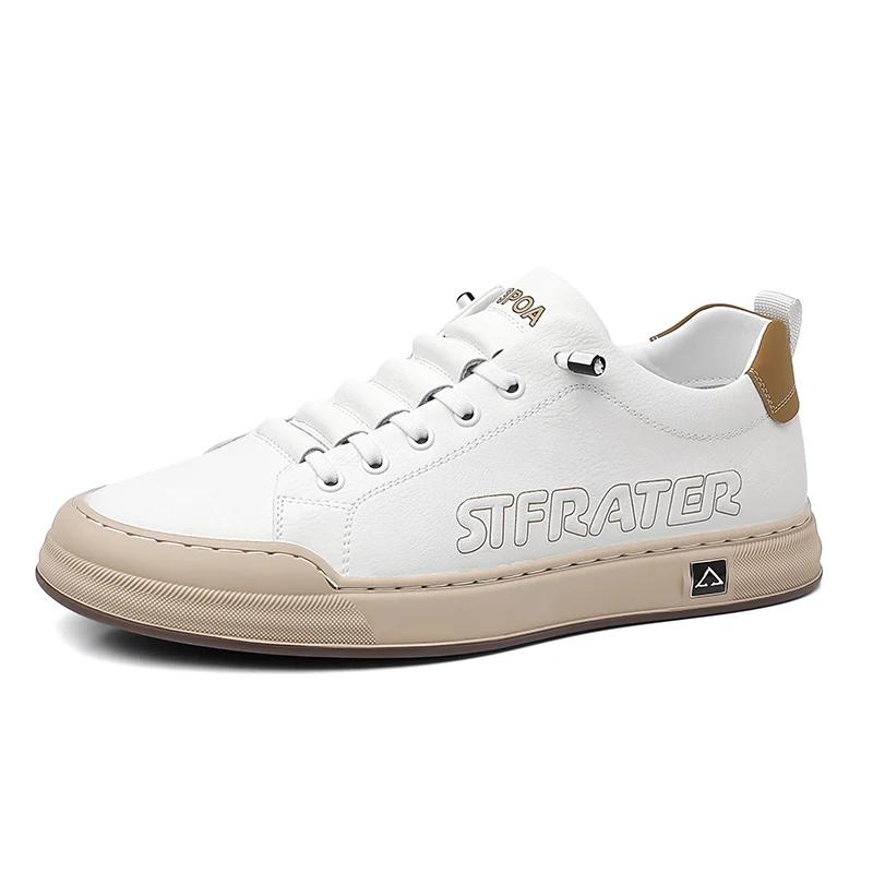 Fashion Brand Men's  Leather Wear-resistant Low Top Casual Shoes Trend Sneakers Men's Business Walking Flat Shoes Zapatillas Hombre