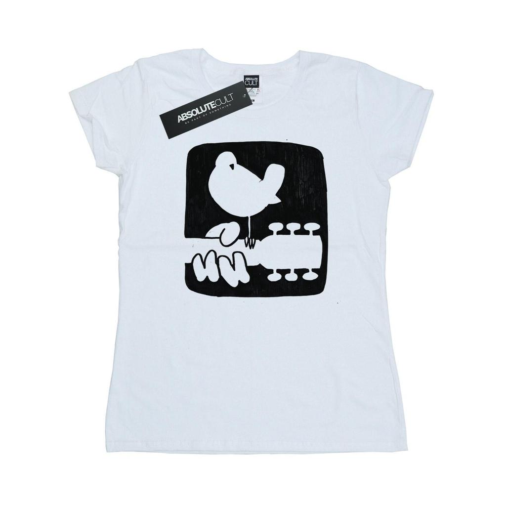 Woodstock Damen/Damen Gitarren-Logo Baumwoll-T-Shirt