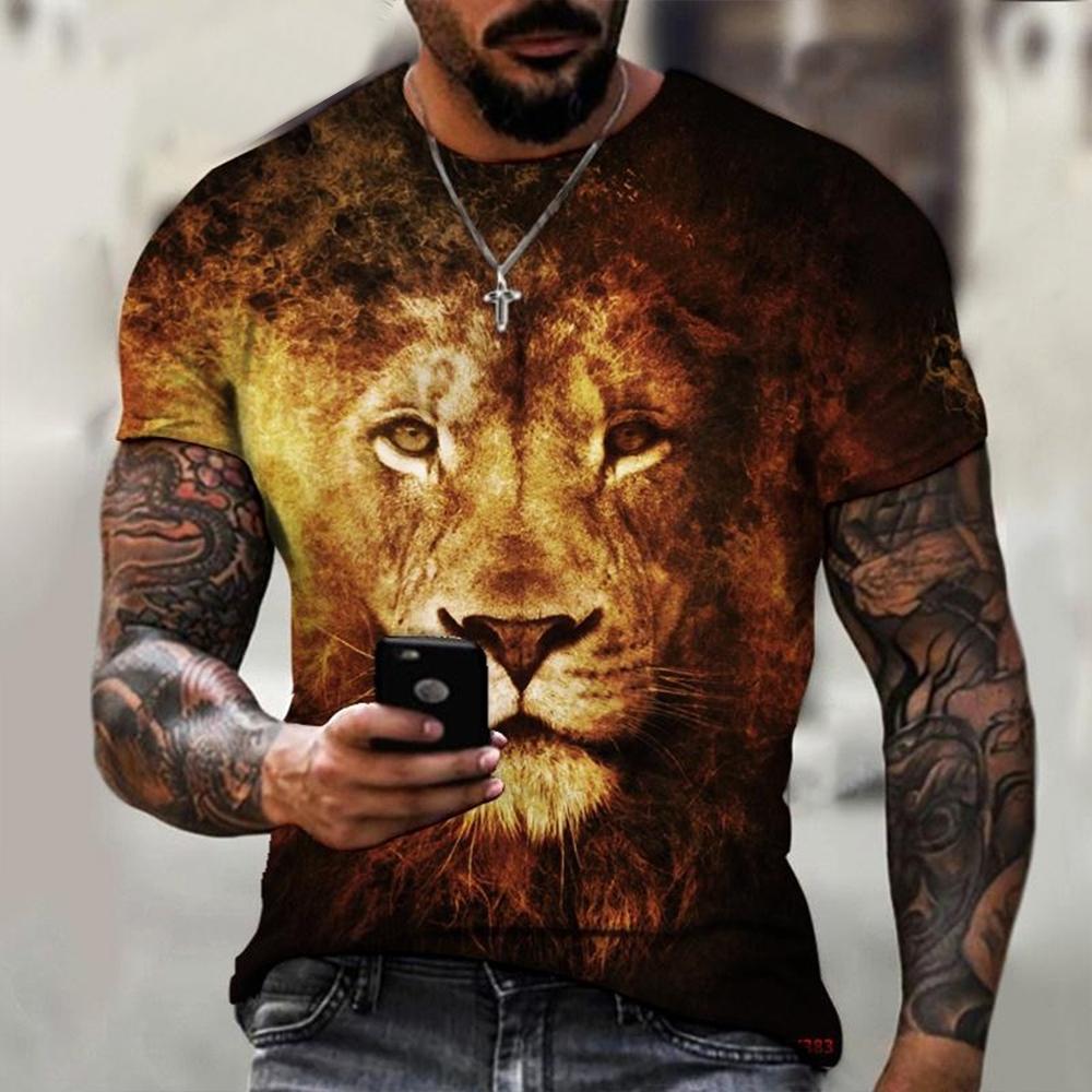 Summer fashion tiger/lion domineering 3D printed personalized cool casual street style T-shirt