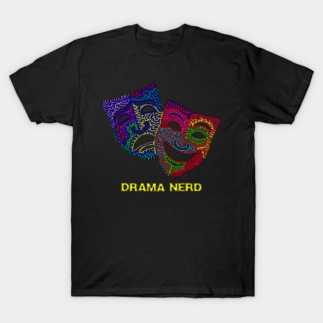 Men Black Print T-shirt Drama Nerd - Comedy & Tragedy Masks No-Cut Transfer Paper Print Cotton Tshirt XL чёрный