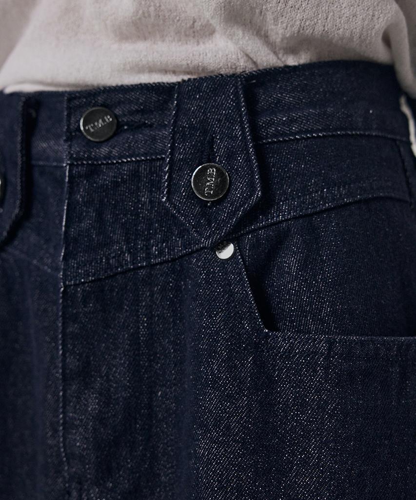 Teulimingbeodeu Front Yoke Denim Long Skirt [Raw Denim]