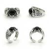 Adjustable Open Ring Men Women Vintage Claw Black Obsidian Style Punk Rock Gothic Finger Copper Jewelry