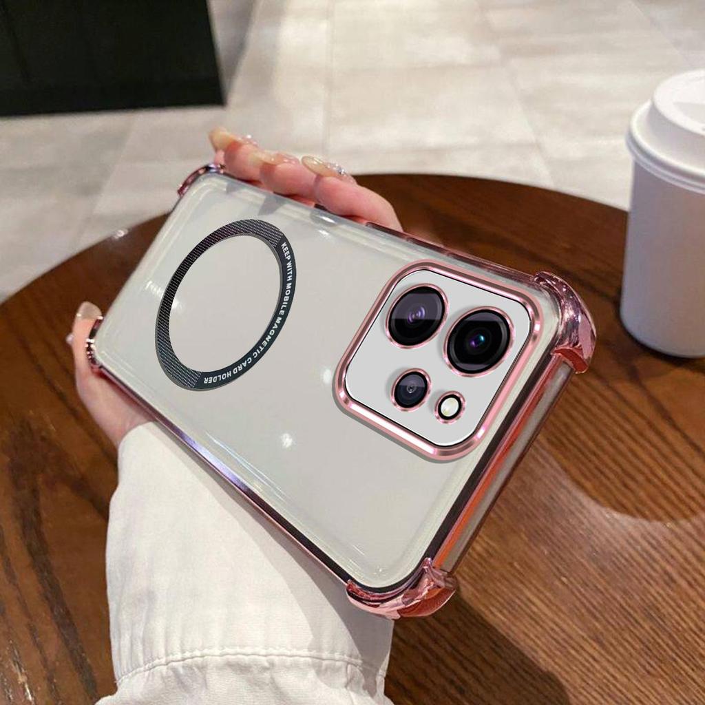 Case for OPPO Reno15 Pro Max 5G Clear Magnetic Casing Electroplated Lens Frame Phone Cover