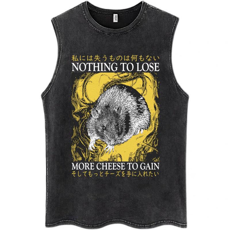 

Nothing To Lose Japanese Rat Print Wash Tank Tops Men Women Hip Hop Harajuku Sleeveless T Shirts Loose Casual Cotton S