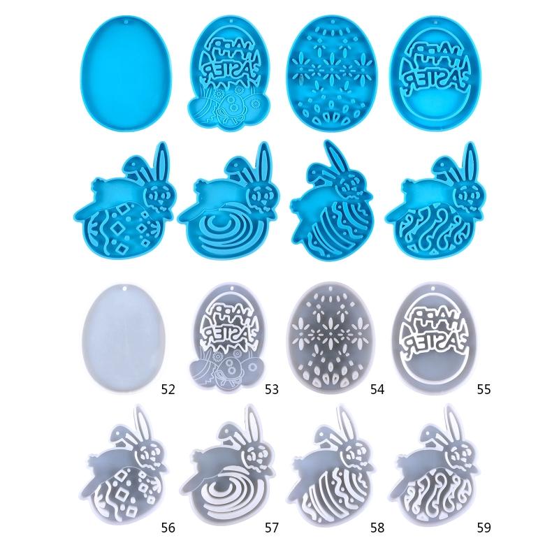 Diy Easter Egg Bunny for Key Pendant Decorative Silicone Mold Easter Day Series Charms Resin Casting Mold for Home Decor