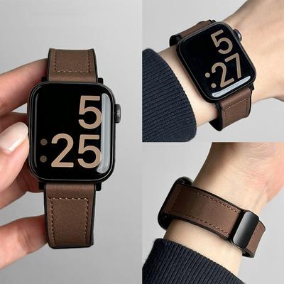 Leather+Silicone Strap For Apple Watch Band Ultra 49mm 44mm 45mm 41mm 46mm 40mm 42mm Magnetic Bracelet Iwatch Series 2028