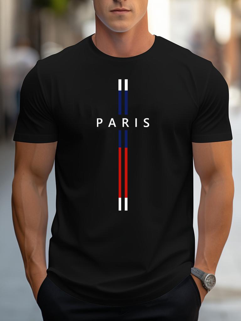 Summer Casual Relaxed Fashionable Paris Letter Print Mens Tshirt Pure Cotton Highquality Breathable Short Sleeve