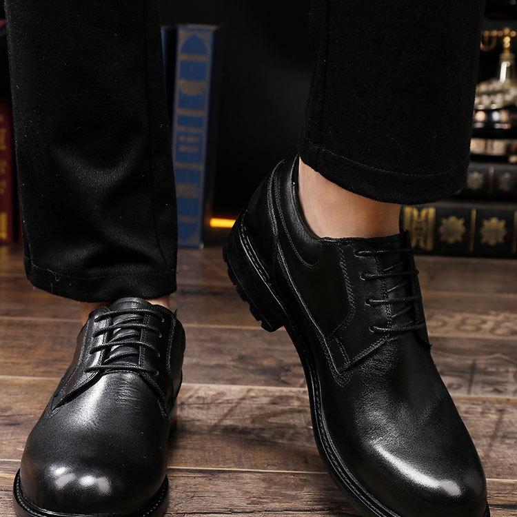 Elite Must Choose/British Casual Leather Shoes Retro Handmade Leather Outsole Shoes Black Wedding Shoes Business Dress Men'S Shoes