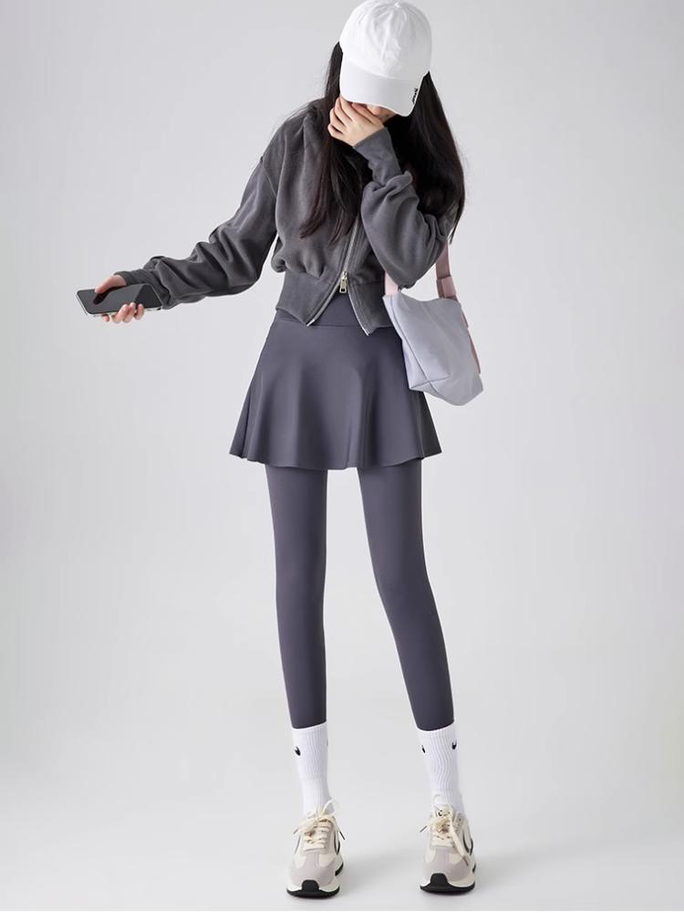 Fleece Leggings Herbst Winter A-Rock Warm Gefälschte Zweiteilige Shark Hosen Frauen Hohe Taille Sport Yoga Nahtlose Leggings