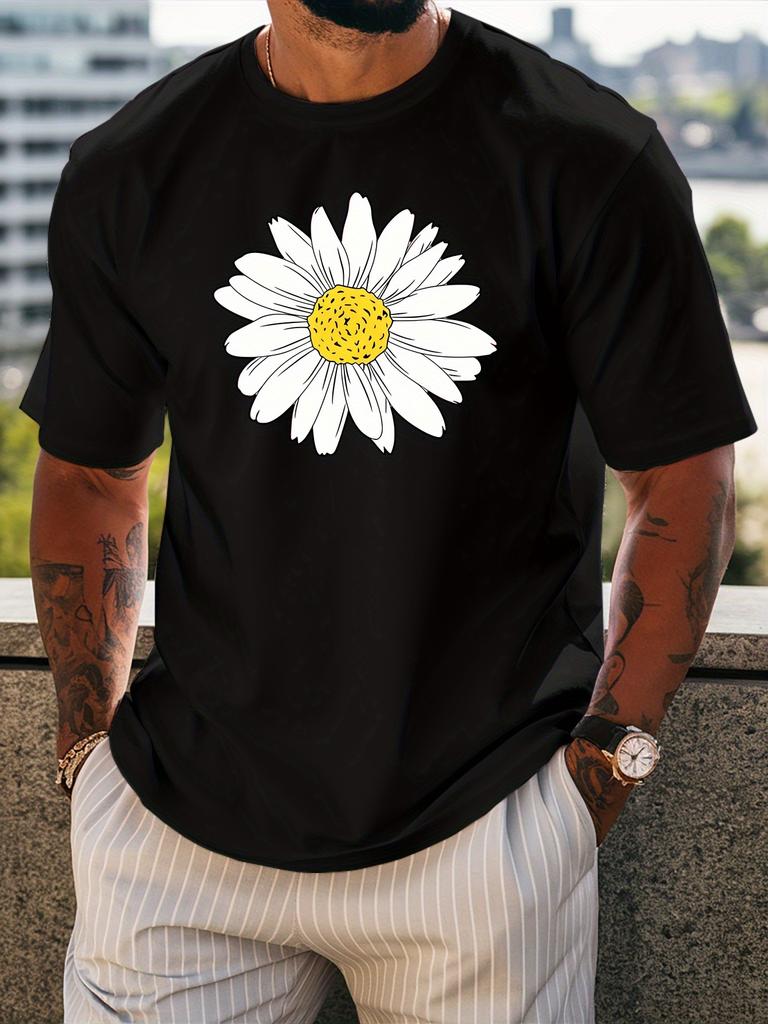 Daisy Flower Print Unisexs Crew Neck T Shirt Simple White Floral Nature Graphic Short Sleeve Casual Cotton Trendy Street Tees