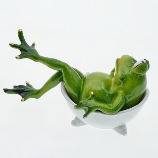 Toilet Frog Figurine Watching Phone Cartoon Frog Statue Resin Sculpture Indoor Outdoor Decoration Ornament