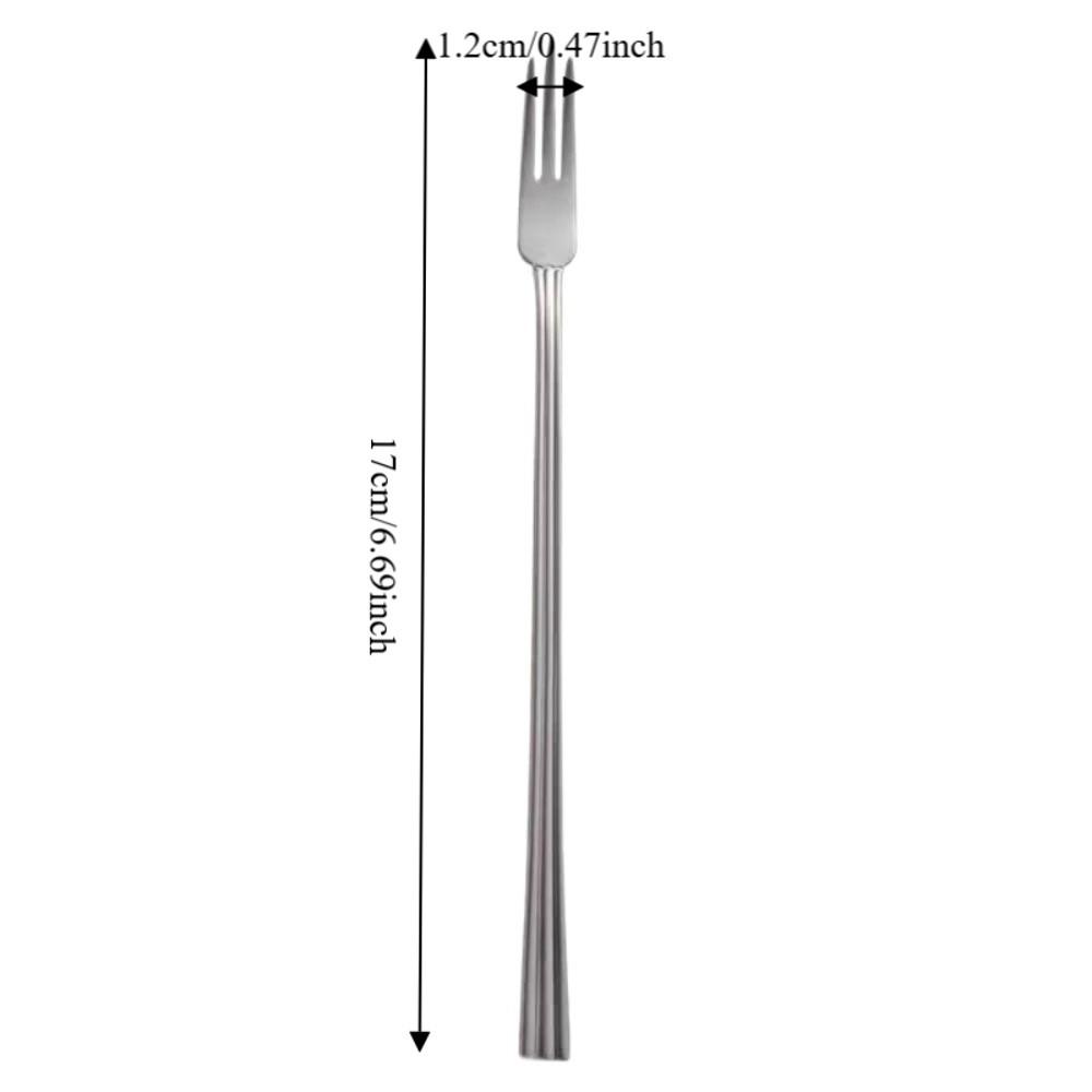 10PCS 3-toothed Stainless Steel Slender Fruit Fork Reusable Extended Handle Afternoon Tea Fork Rust-proof Salad Fork Party