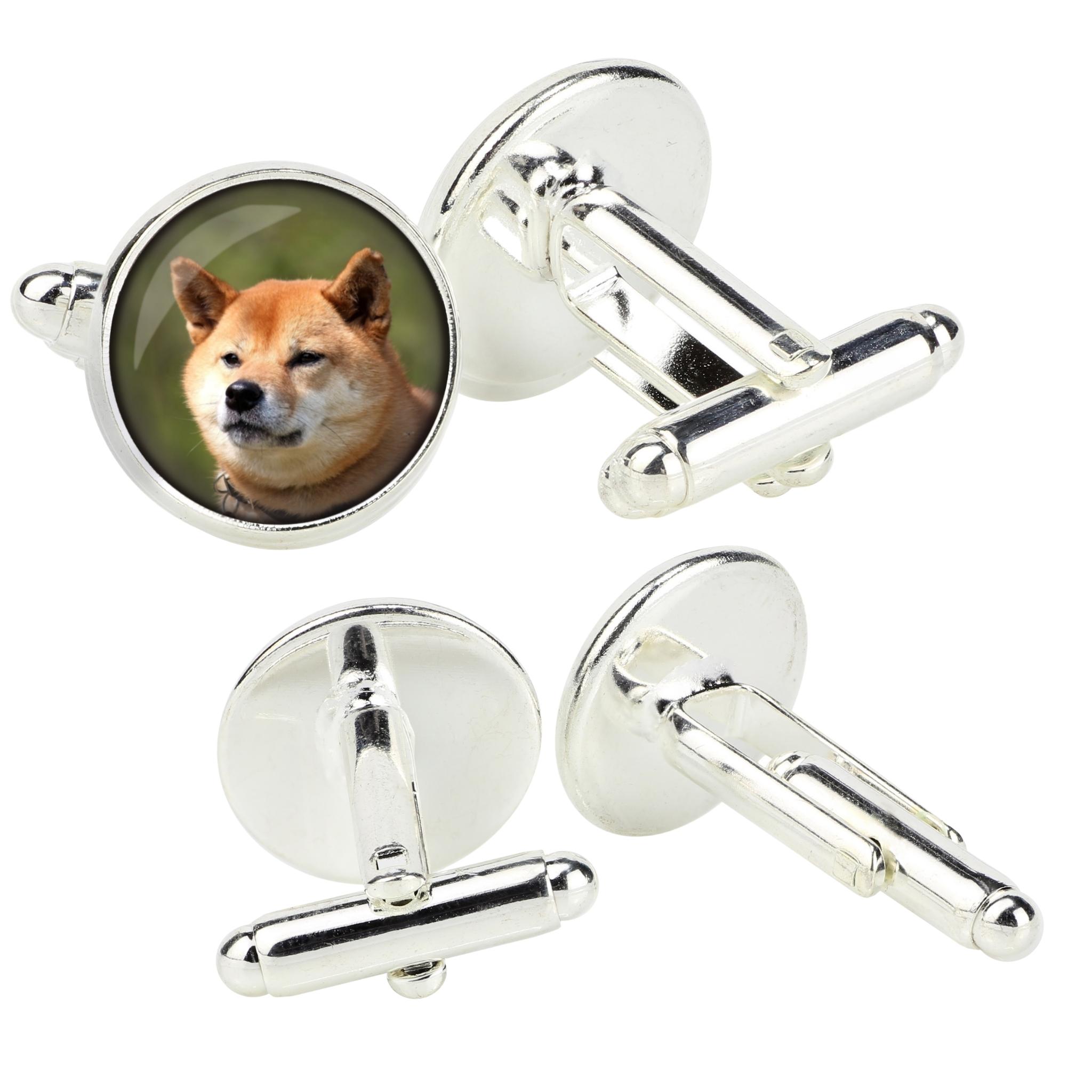 

Shiba Inu, Japanese Small Size Dog, Japanese Brushwood Dog - cufflinks in a box, handmade jewelry, product of the Art-Dog brand срібний