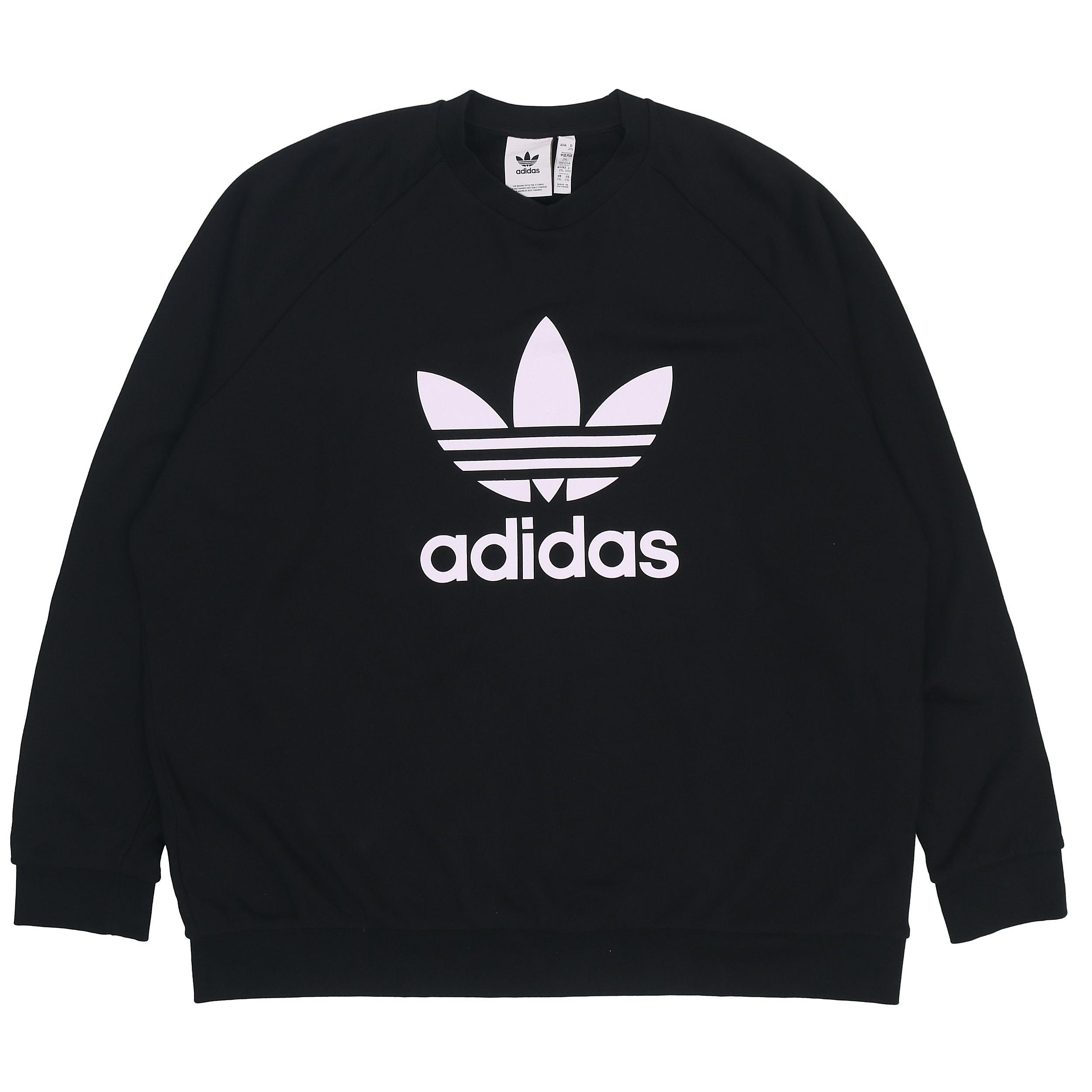Men s adidas originals Tresoil Crew Large Logo Sports Pullover Round Neck Black H06651 M