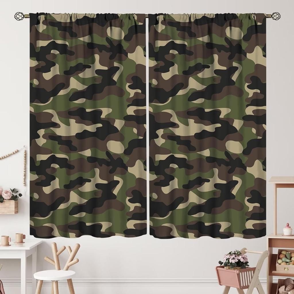 Camouflage Curtains,Teens Camo Window Curtains for Kids Boys Girls Teens,Army Camouflage Curtains for Living Room Bedroom