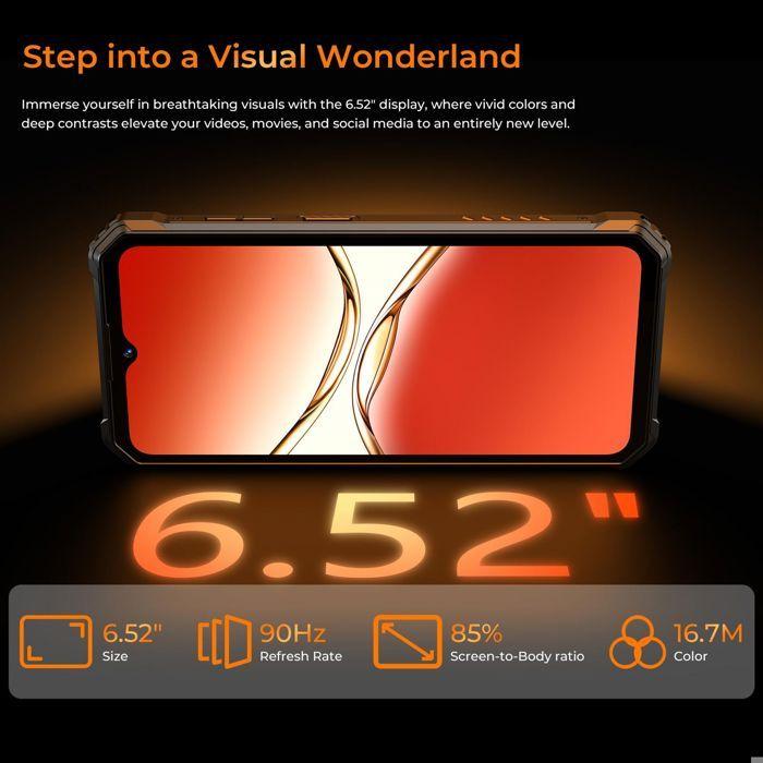 Telephone Portable Incassable OUKITEL G6 24Go+256Go 6.52" 10600mAh 108MP Smartphone Robuste Android 16 Double SIM/NFC/GPS, Orange