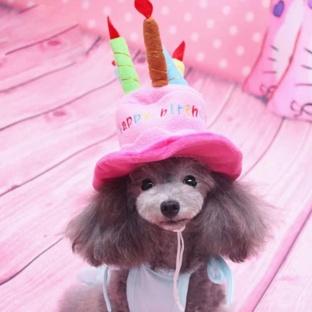 Plush Pet Birthday Hat Cute Candles Dog Hat Pet Cosplaying Birthday Cake Hat  Photography