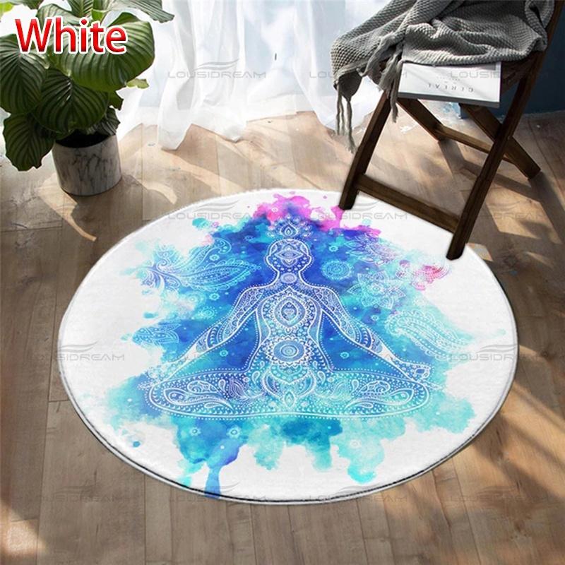 Seven Chakra Large-area Decorative Carpet Round Flower of Life Flannel Carpet Modern Home Living Room Floor Mats Bedroom Rug
