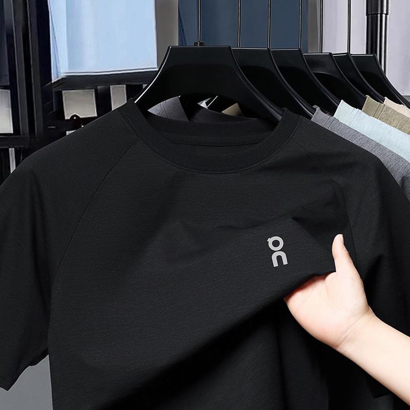 

Men s Summer 2025 Crew Neck Solid Color Casual Loose Fit T-shirt M чёрный