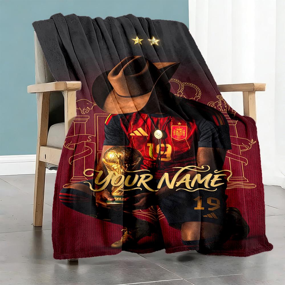 Lamin Yamal Customize Text Blanket Gift Personalized Blanket Soft Cozy Throw For Picnics Home Decor Living Room Livingroom Allseason Use