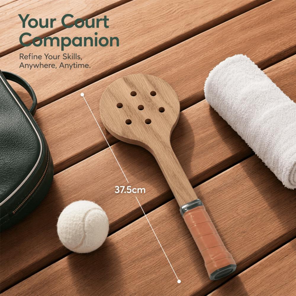 Wood Padel Training Paddle Perforated Head Tennis Practice Bat Ball Hitting Drill