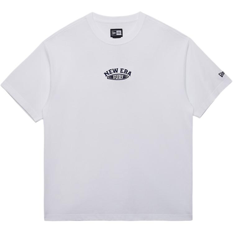 New Era Vacation Light Series Loose Logo Print Round Neck Short Sleeve T-Shirt Unisex Tops White 14341340