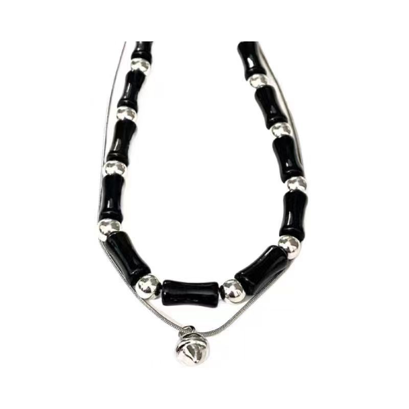 

New Chinese-style Guochao Bamboo Necklace Women s Versatile Sense Double Layer Stacked Clavicle Chain Fashion Temperament Neck Chain Necklace Necklace