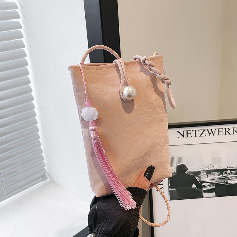 

Fashion Chinese style new Korean version personalized solid color trend casual commuting crossbody shoulder vertical mobile phone small square bag розовый