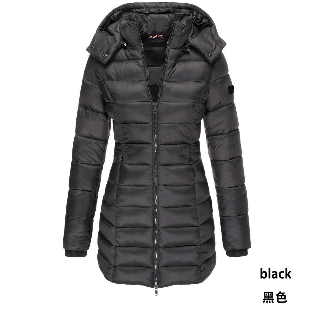 Women's Winter Warm Collar Hooded Long Coat With High-quality Zipper Closure Clothes Sale